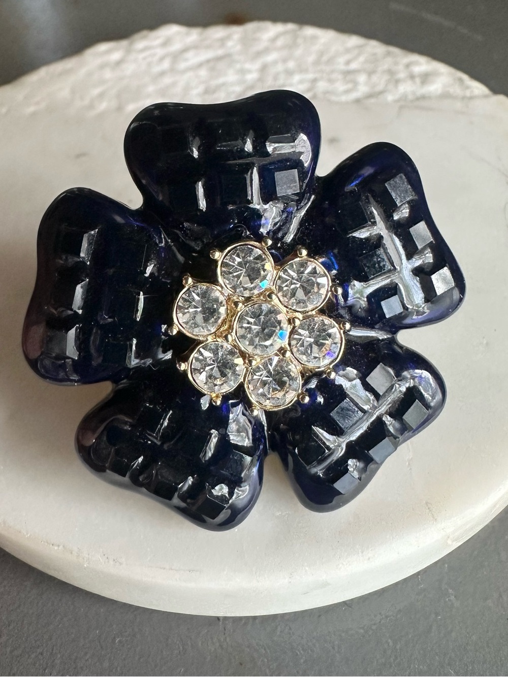Kate Spade midnight blue flower cocktail Ring